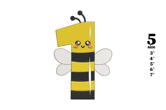 Bee in the Shape of the Number 1 – A Fresh Embroidery Design for School & Beyond