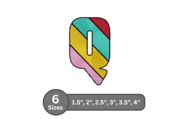 Candy Stripe Alphabet - Q: A Charming Choice for Personalized Embroidery