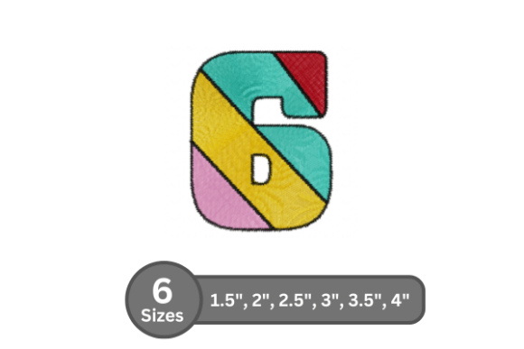 Candy Stripe Number -6: A Charming Touch for Personalized Embroidery Projects