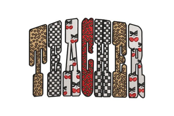 Retro Checker Cherry Leopard Teacher Embroidery Review