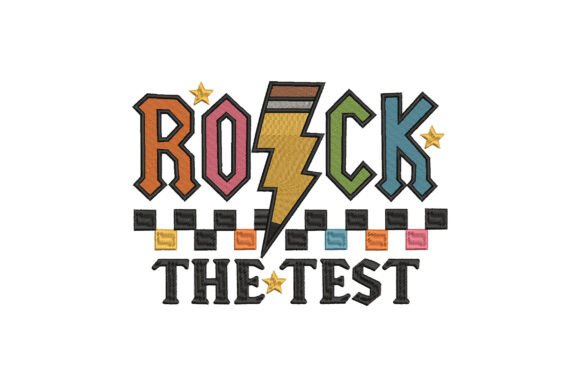 Rock the Test Lightning Bolt Checkered: A Seasonal Embroidery Standout