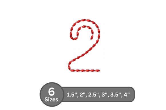 Soft Cord Number -2: A Seasonal Embroidery Font for Holiday Charm